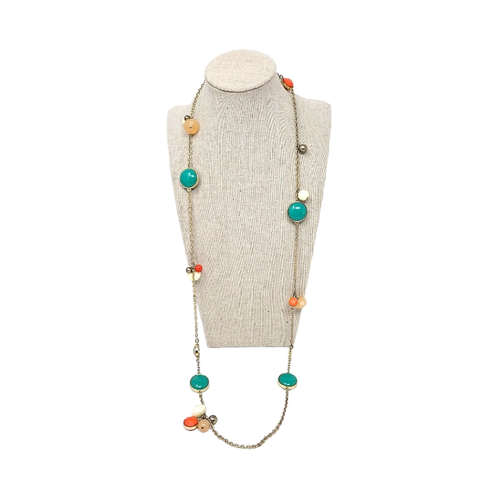 Banana Republic Women's Necklace Gold Tone Teal Orange Off White